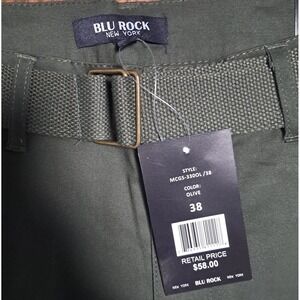 Blu Rock Men's‎ Cargo Shorts, Olive, Size 38, 24 in long